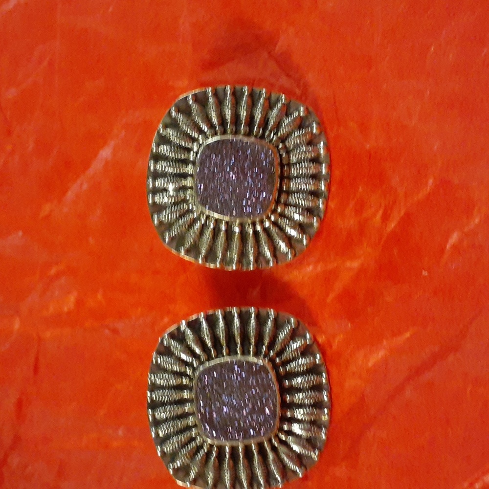Silver Drusy pierced earrings signed and  GORGEOUS!